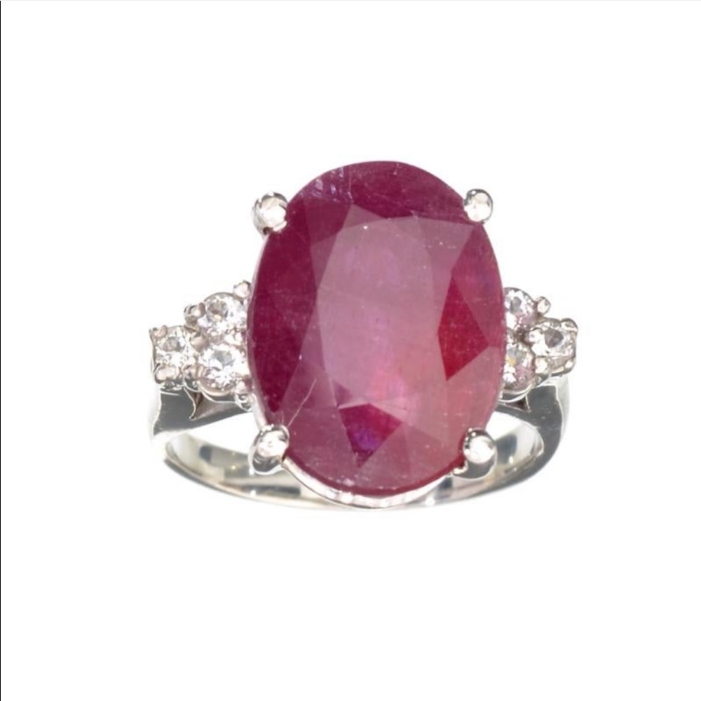 12.7 ct Ruby & Colorless Topaz Vintage Ring